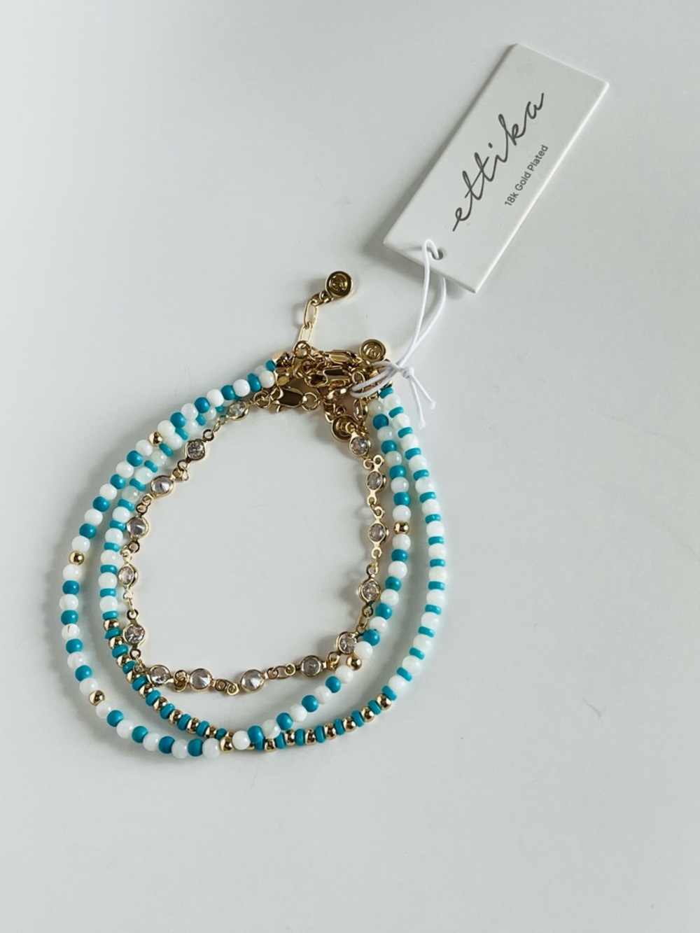ettika Turquoise Malibu Breeze
Anklet Trio 18k Gold Plated